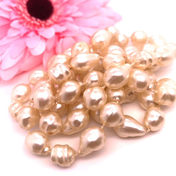Faux Baroque Pearl Necklace 34” - Picture 3 of 3